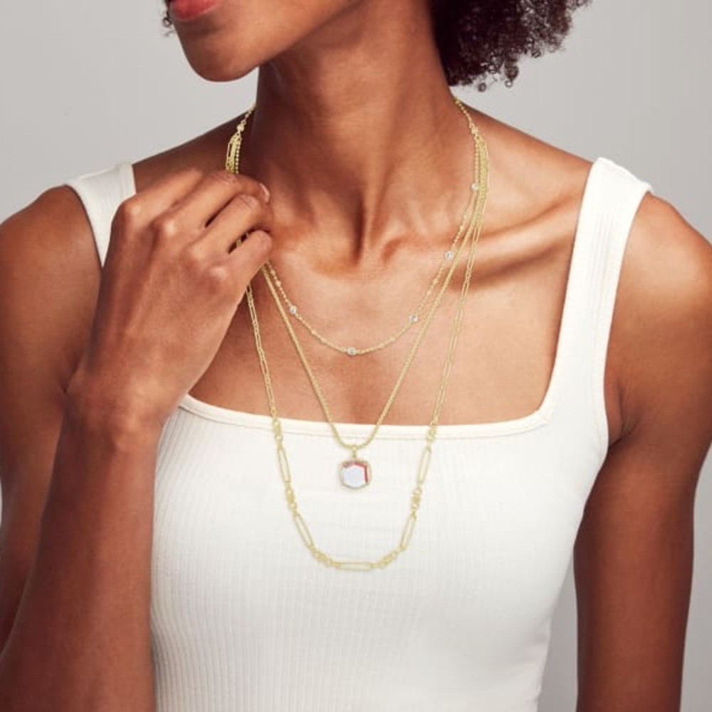 Kendra Scott Davis Gold Triple Strand Necklace in Dichroic Glass